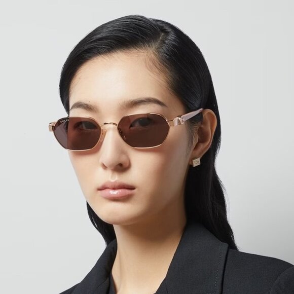 Gucci Women Sunglasses Gold Pink Violet Geometric GG1593S 003 BRAND NEW - Picture 9 of 10